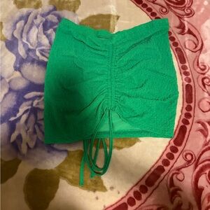 Green Ruched Tube Top with Drawstring